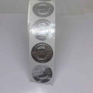 500 Pieces/roll 2.5CM Thank You For Ordering Sticker Gift Silver Label Stickers